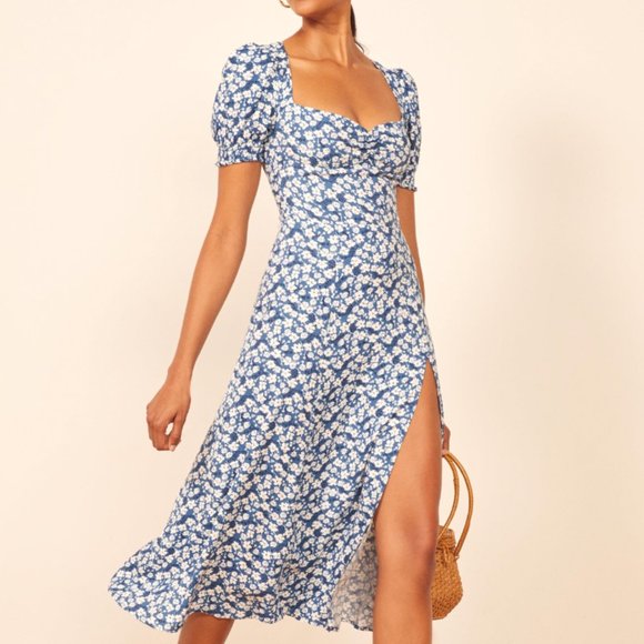 Reformation Blue Floral Midi Dress - Picture 3 of 7